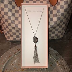 Sparkle & Bling Silver Crushed Rock Long Necklace New in Packaging